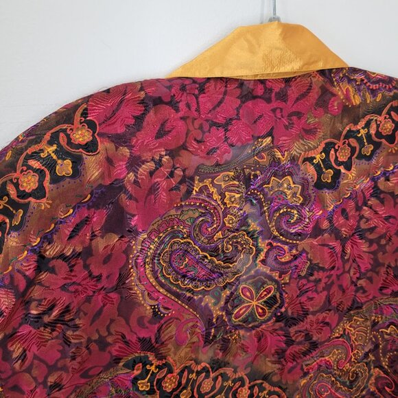 Victoria's Secret Robe Gold Tag Sheer Maroon Paisley Gold Cover-Up One Size O/S - Picture 12 of 12